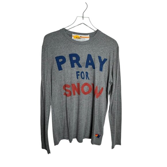 Aviator Nation Pray For Snow Gray Long Sleeve Shirt Mens Size Medium - Picture 2 of 7